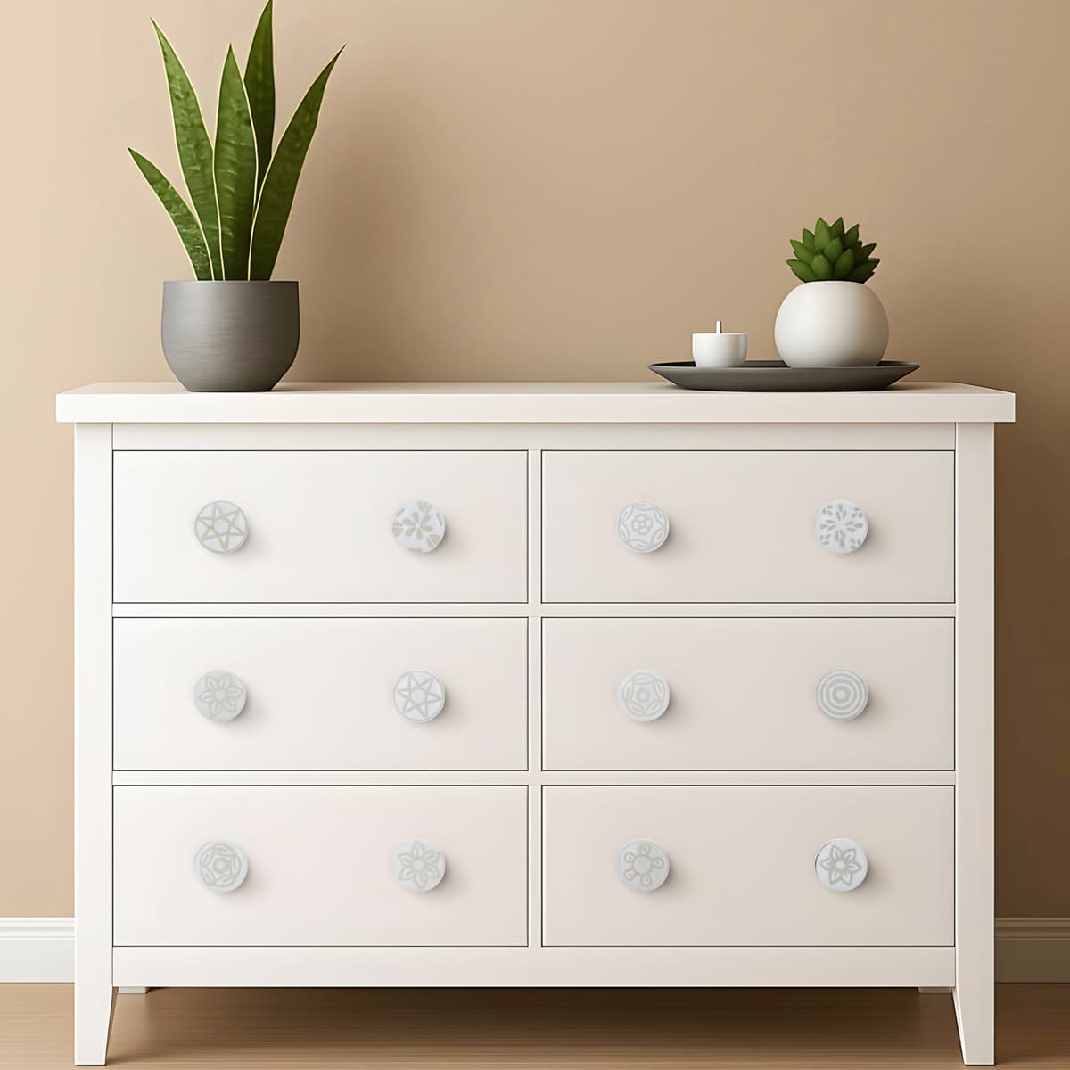 Ajuny Vintage Juego de 20 Pomos de Cerámica Blanca para Cómoda Cajón Armario Cocina Moderna Baño y Dormitorio Tiradores Decorativos Hechos a Mano — view 2