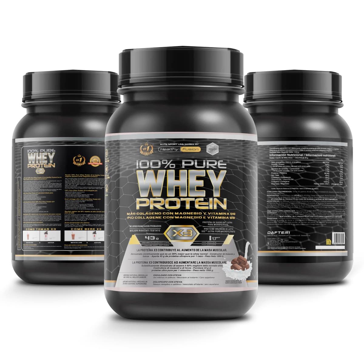 Healthy Fusion Whey Protein | Proteína Whey pura con Colágeno + Magnesio | Mejora tus entrenamientos | Protege y aumenta la masa muscular | 1000g de proteína (Chocolate) — view 6