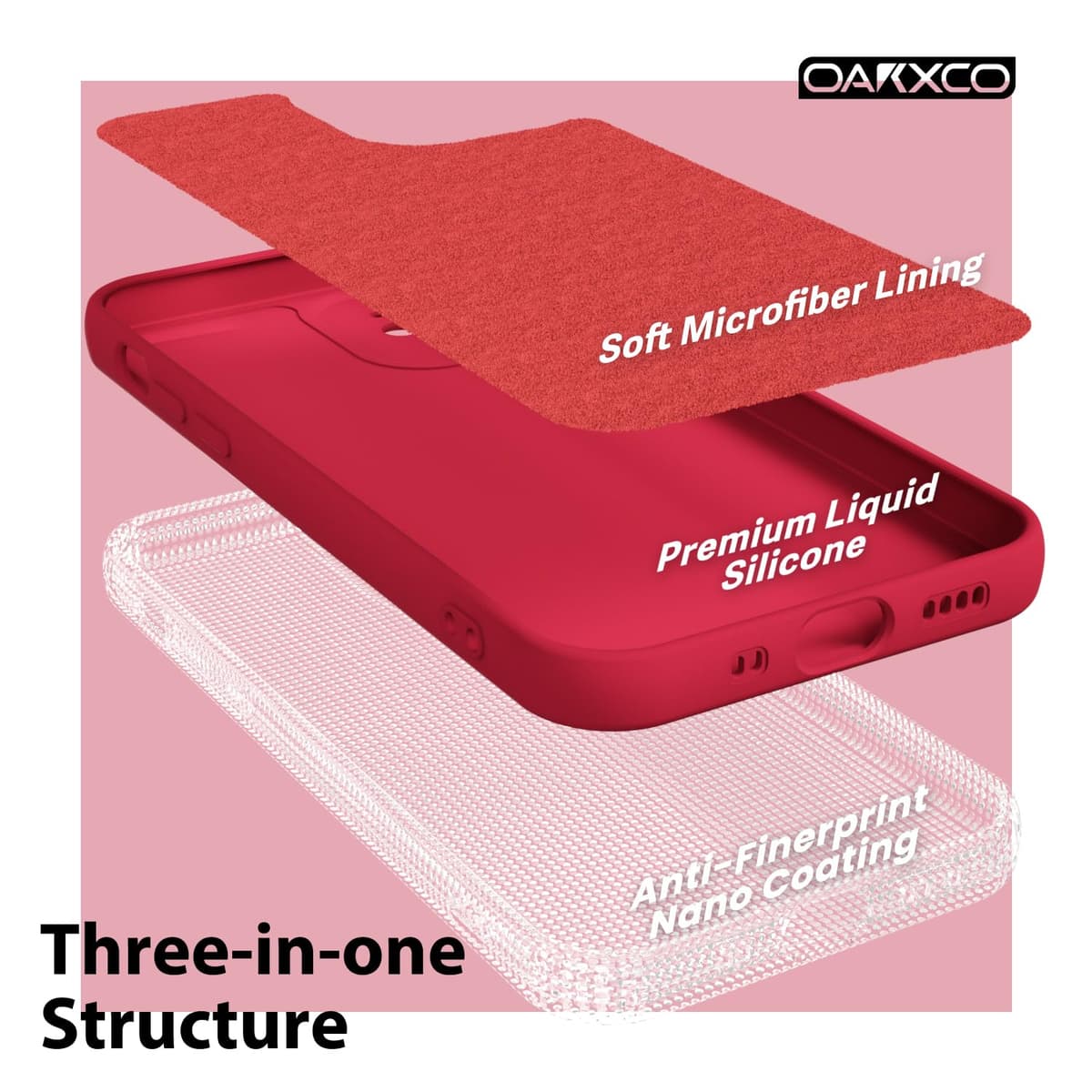 oakxco for iPhone 17 Pro Max Phone Case Liquid Silicone, Cute Thin Slim Grip Soft Rubber Gel for Women Men, Smooth Matte TPU Plain Solid Color Girly Simple Case with Camera Cover, Light Pink — view 1025