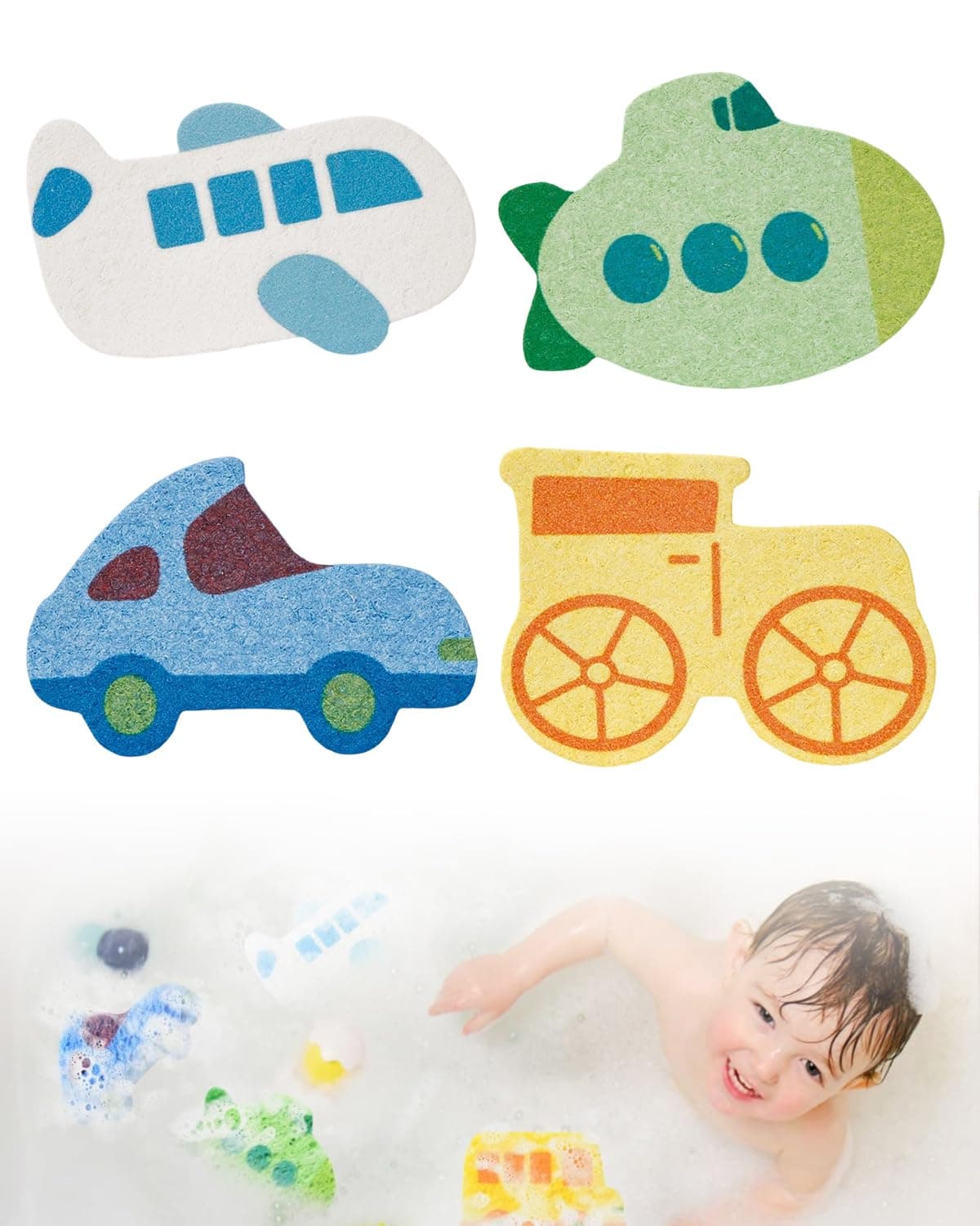 Esponjas Baño y Ducha Bebé, 4 Piezas, Extra Suaves y Naturales | Hipoalergénicas para Piel Sensible de Recién Nacidos y Niños