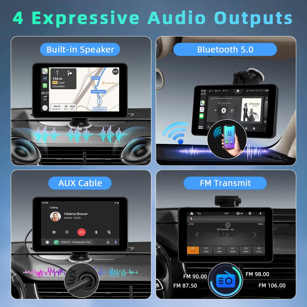 7 Inch Apple Car Play Screen Android Auto Screen, Car Tablet with Bluetooth/FM/AUX, Support Mirror Link/Voice Control/GPS Navigation — view 5