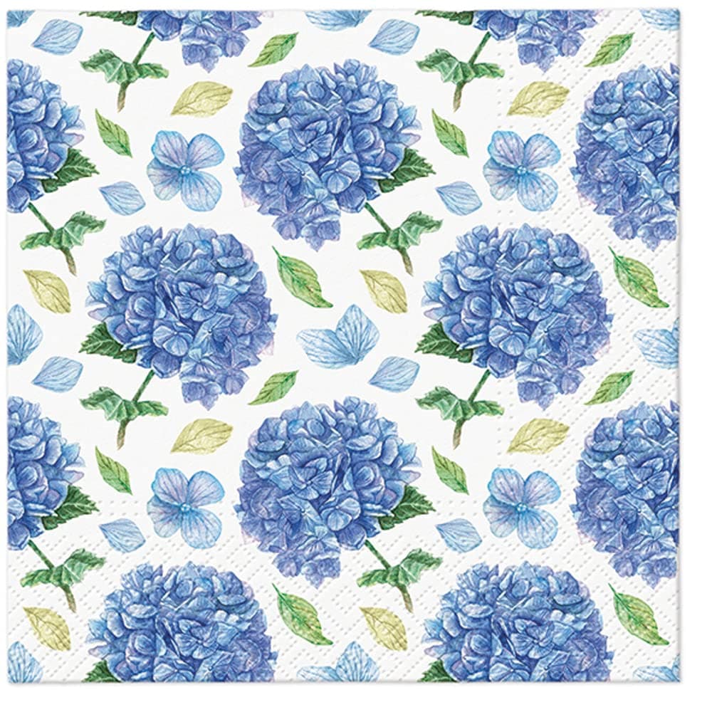 Tete a Tete 3Ply Pastel Flowery Tissue Paper Napkins Decoupage Serviettes 33cm x 33cm - Pack of 20 (Rhythmic Hydrangea)