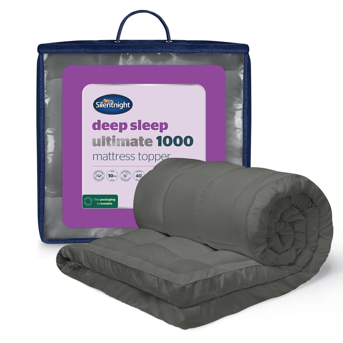 Silentnight Deep Sleep Mattress Topper Double Bed - Soft Supportive Comfortable Durable Bed Topper with Easy Fit Elasticated Straps - Hypoallergenic and Machine Washable - Double - 190x135cm — view 18