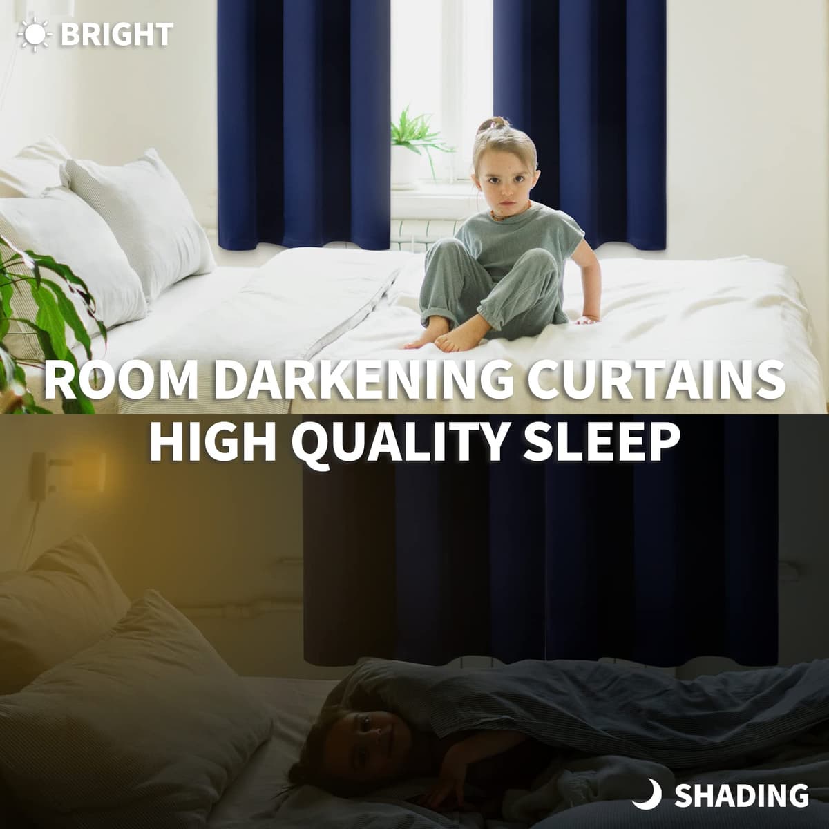 BGment Blackout Curtains for Bedroom - Grommet Thermal Insulated Room Darkening Curtains for Living Room, Set of 2 Panels (70 x 84 Inch, Navy Blue) — view 3