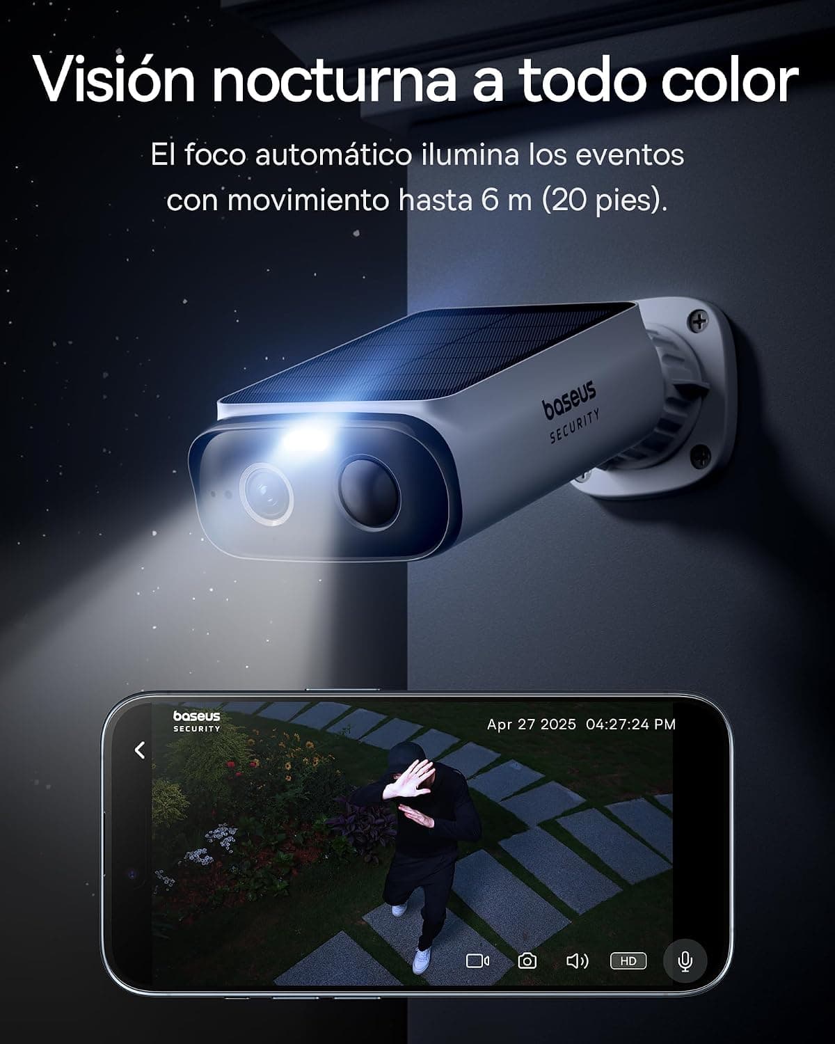 Baseus Security S1 Lite Solocam Outdoor WiFi Surveillance Camera Solar IP67, IP Camera Security Battery 2K 135°, Color Night  — view 5