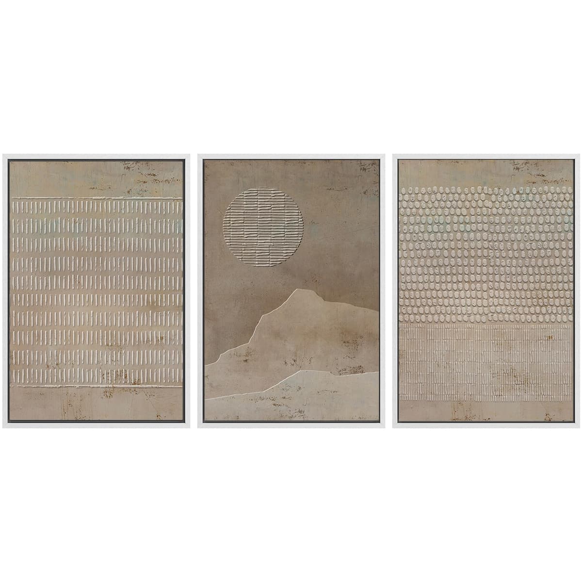 SIGNWIN Framed Canvas Print Wall Art Set Blue White Grunge Geometric Pattern Abstract Shapes Cozy Neutral Decorative Contemporary Minimal for Living Room, Bedroom, Office - 24"x36"x3 Natural — view 141