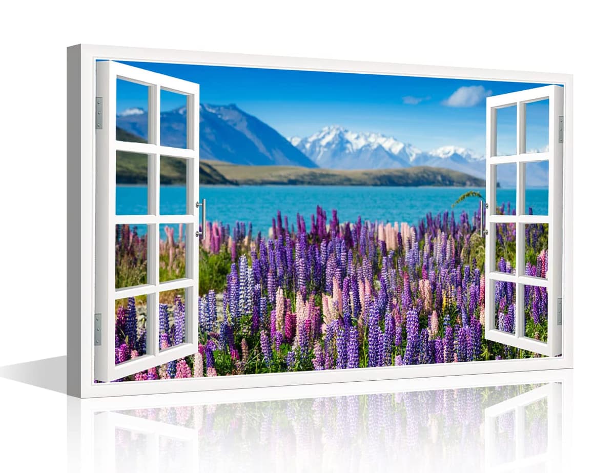 TISHIRON 3D Window View Seaside Effect Canvas Wall Art Prints for Living Room Bedroom Decor Office Kitchen Home Decoration Framed Ready to Hang 12x18inch — view 47