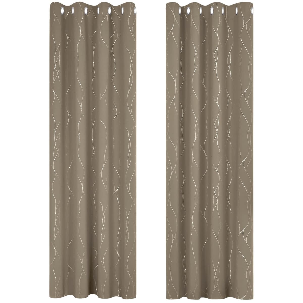 Deconovo Soft Dotted Line Foil Printed Blackout Curtains Thermal Insulated Curtains Eyelet Energy Efficiency Room Darkening Curtains for Bedroom 52 x 72 Inch Light Grey 2 Panels — view 26