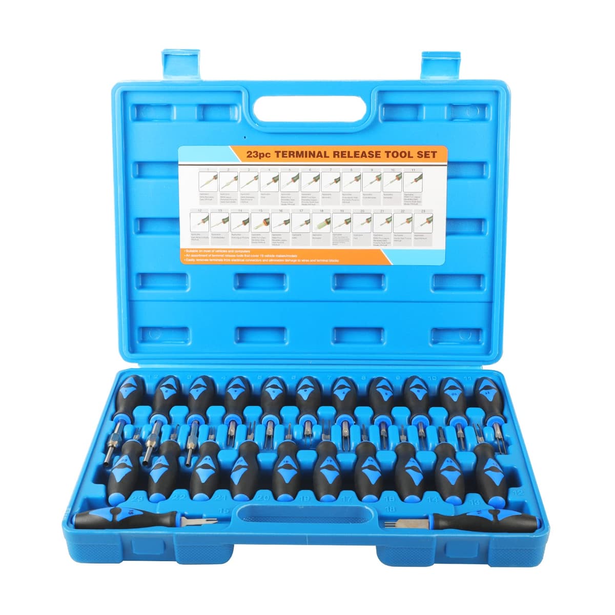 KAISAL 23 Pcs Automotive Terminal Removal Tool Kit Carbon Steel Car Terminal Release Tool Universal Electrical Wiring Connector