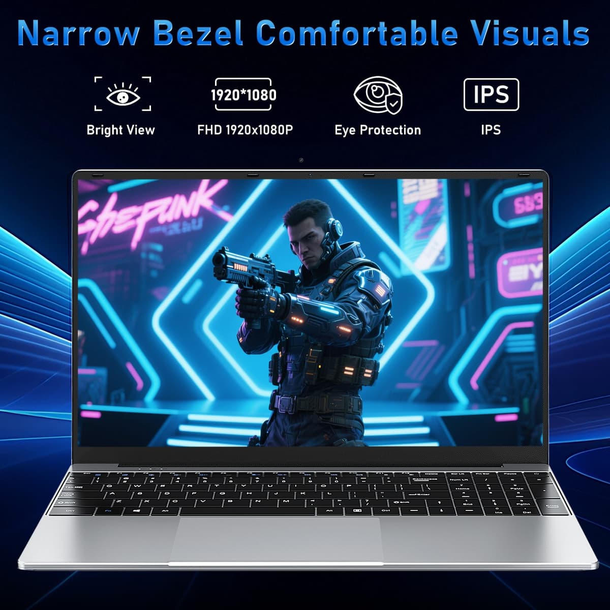 15.6 Inch Laptop 2026 with 4425Y Processor, 8GB RAM 256GB SSD Laptop Computer Pc, FHD 1920 x 1080P, 5000 MAh/38.5Wh, TF Card/Webcam/Touchpad, Student/Home/Business — view 3