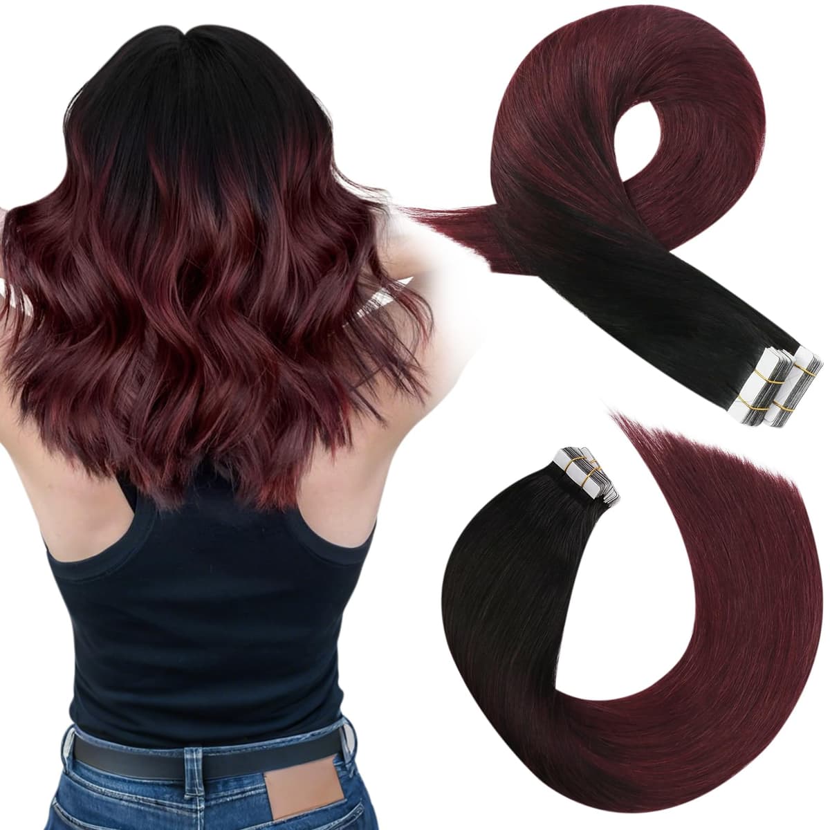 Moresoo Tape in Hair Extensions Human Hair Ash Blonde with Bleach Blonde Tape Hair Extensions Blonde Real Human Hair Extensions Tape-ins 12 Inch 20 Pieces/30g #P18/613 — view 91