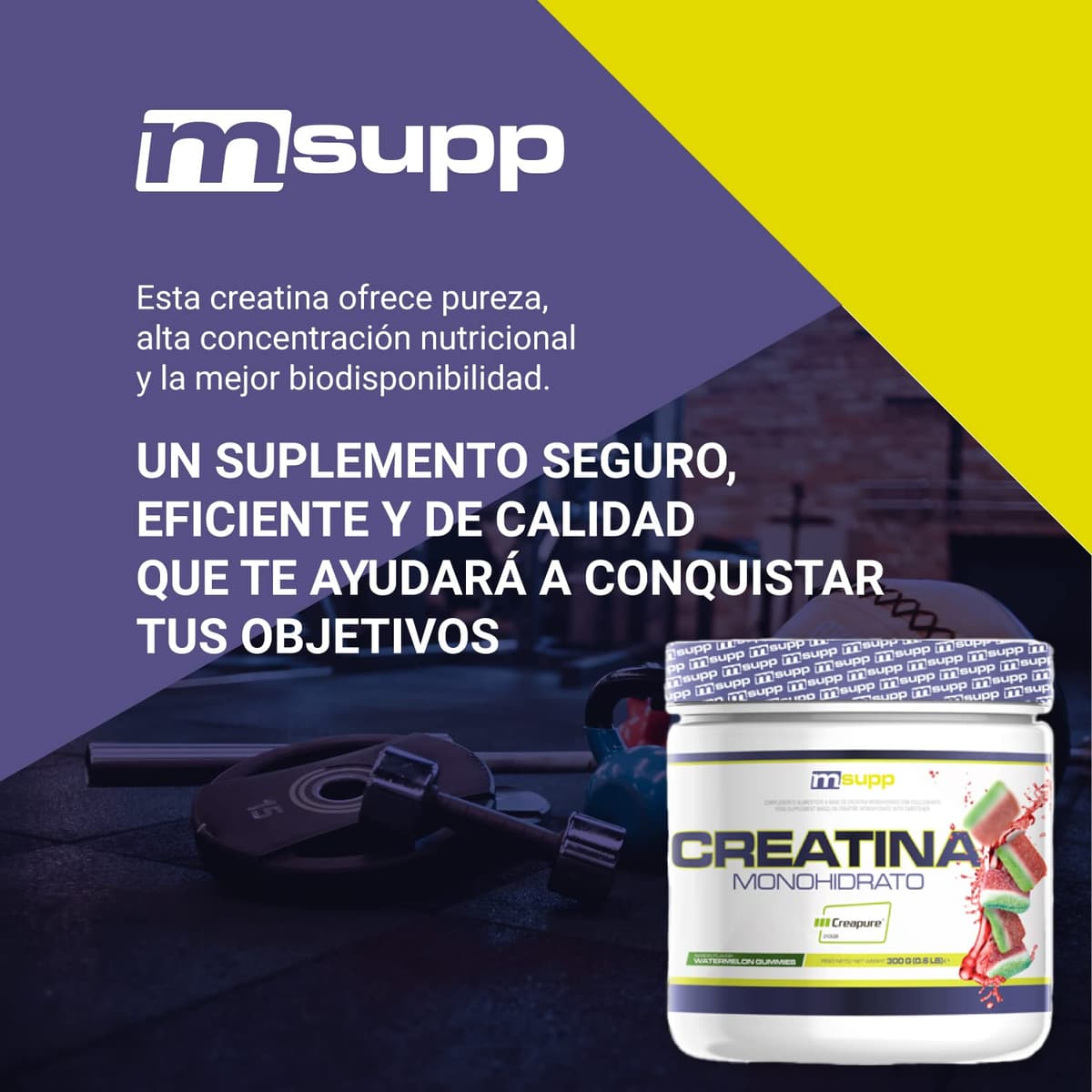 MASmusculo - Creatina Monohidrato Creapure® - en Polvo - Sin Azúcar - 300 g - Bote 3 Meses - Recuperador Muscular - Aumenta Masa Muscular - Sabor Chuches de Sandía — view 5