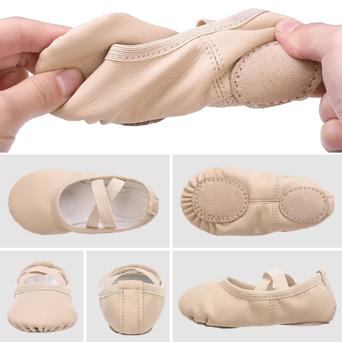 Zapatillas de Ballet Niñas Zapatillas de Baile Gimnasia Suela de Cuero para Niños Adultos Tamaño 20-40 — view 2