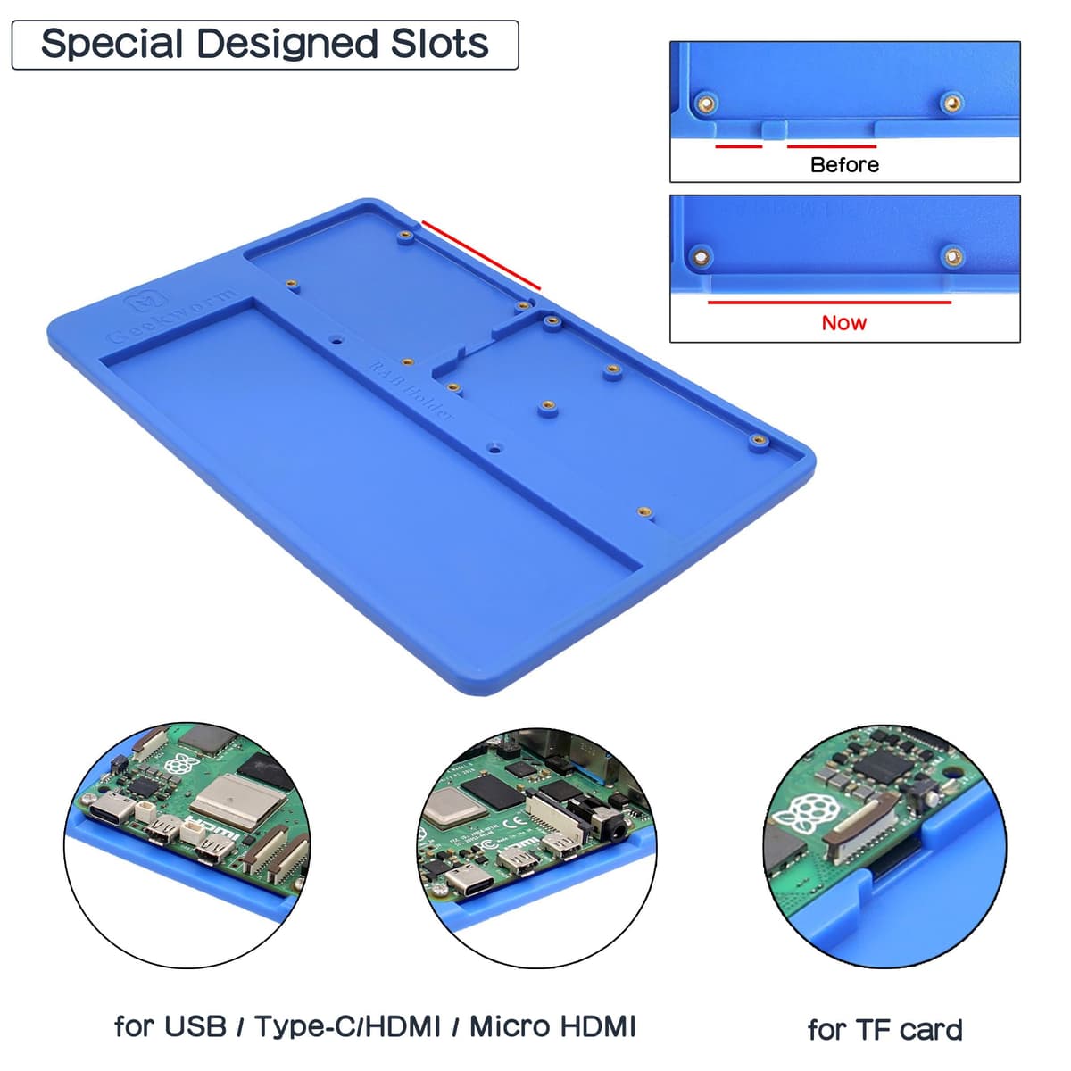 Geekworm RAB Holder Breadboard Base – Compatible with Arduino UNO R4 Minima/WiFi/R3/Mega 2560, Raspberry Pi 5/4B/3B+/3B, 400/830 Point Breadboards – Stable Platform for Education, DIY, and Prototyping — view 3