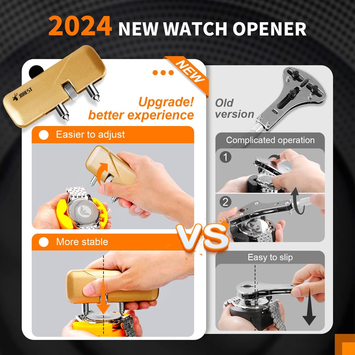 【Nuevo 2024】JOREST Herramientas Relojero, Kit Reparacion Reloj, Cambiar Pilas Relojes, Quitar Eslabones, Llaves Reloj, Destornillador Abrir Tapa, Martillo Ajustar Relojes, Acortar Correas, Pasadores — view 2