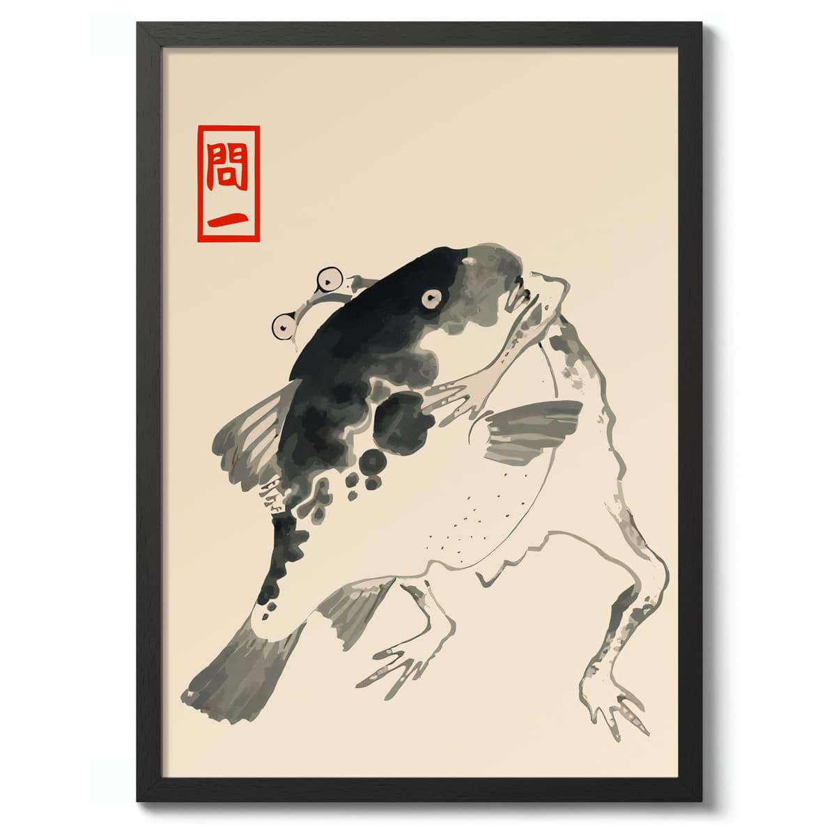 Matsumoto Hoji Sad Frog Poster, Japansese Art Woodblock Ukiyo-e Print, Framed Japanese Wall Art, Archival Matte, A1 (Print Only) - 84.1x59.4cm — view 21