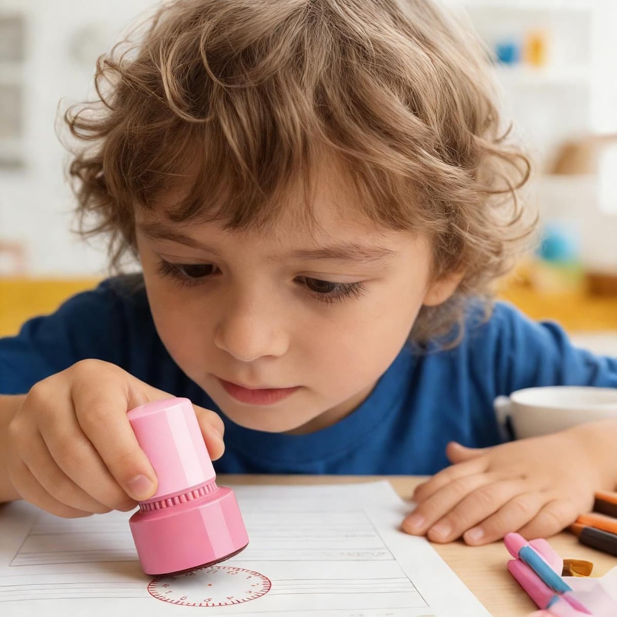 Generisch Sello de reloj, juguete portátil, divertido y educativo para aprender la hora, relojes sello educativo - para niños, juguetes educativos portátiles para el hogar, pintura artística — view 3