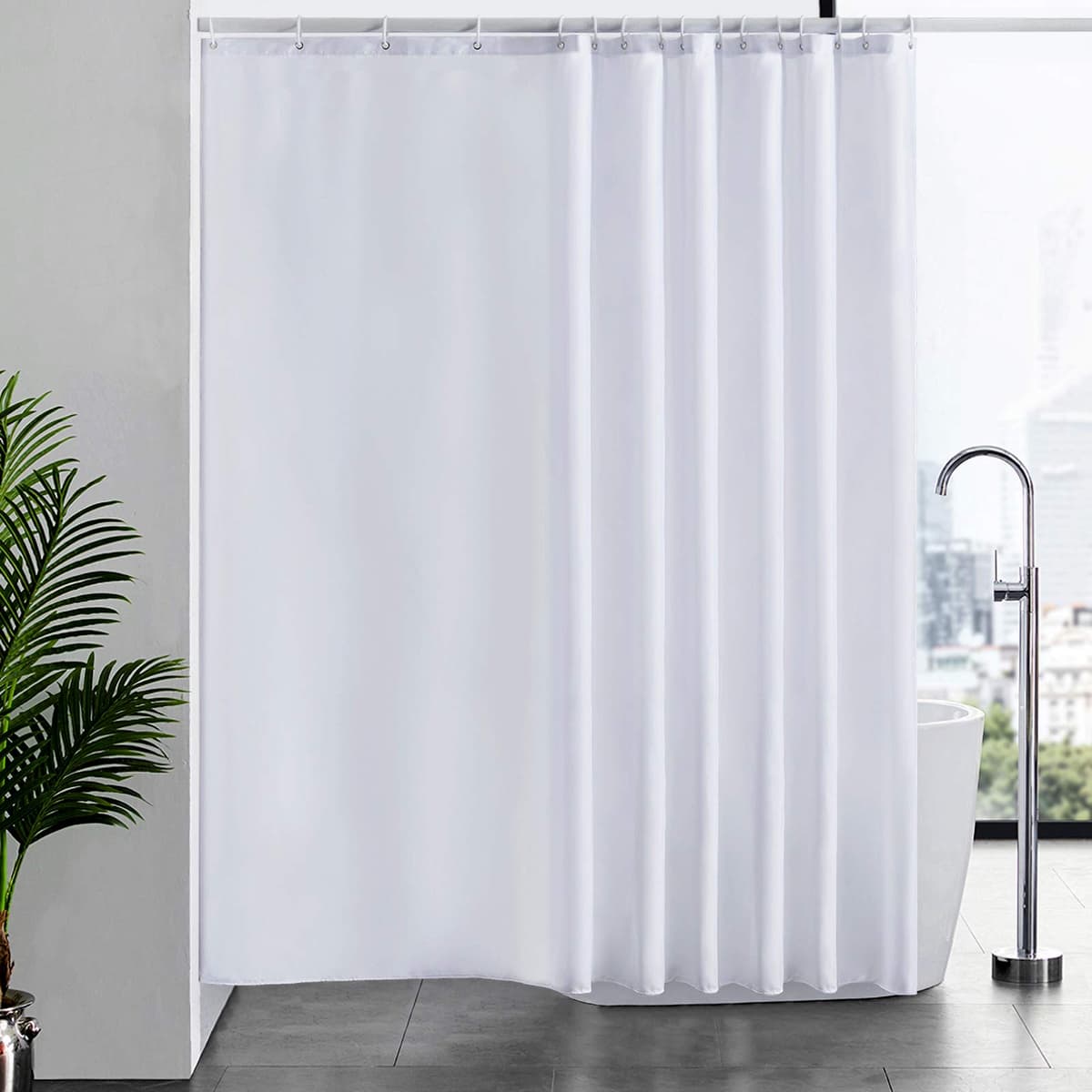 Furlinic Cortina Ducha 200x200cm Antimoho Impermeable Lavable Blanco Tela Poliéster Grandes Cortinas de Baño con 12 Aros de Cortina Ducha. — view 84