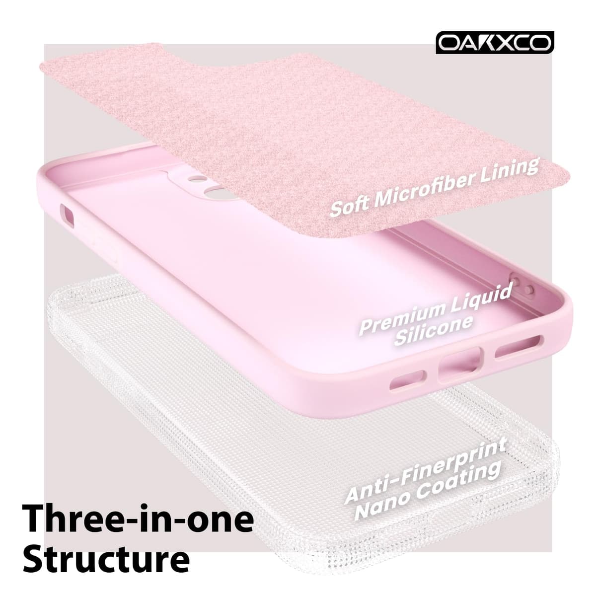 oakxco for iPhone 17 Pro Max Phone Case Liquid Silicone, Cute Thin Slim Grip Soft Rubber Gel for Women Men, Smooth Matte TPU Plain Solid Color Girly Simple Case with Camera Cover, Light Pink — view 1521