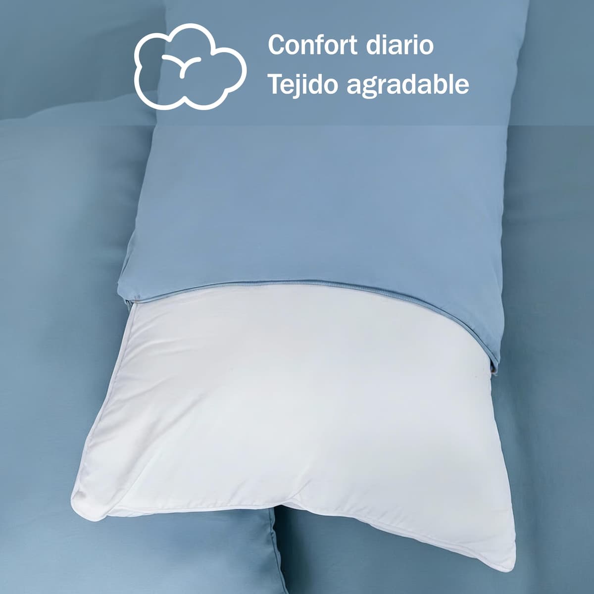 H HANSEL HOME Juego de 2 Fundas de Almohada con Cremallera – Protector de Almohada 100% Microfibra Transpirable y Suave – 70x45cm, Azul — view 3
