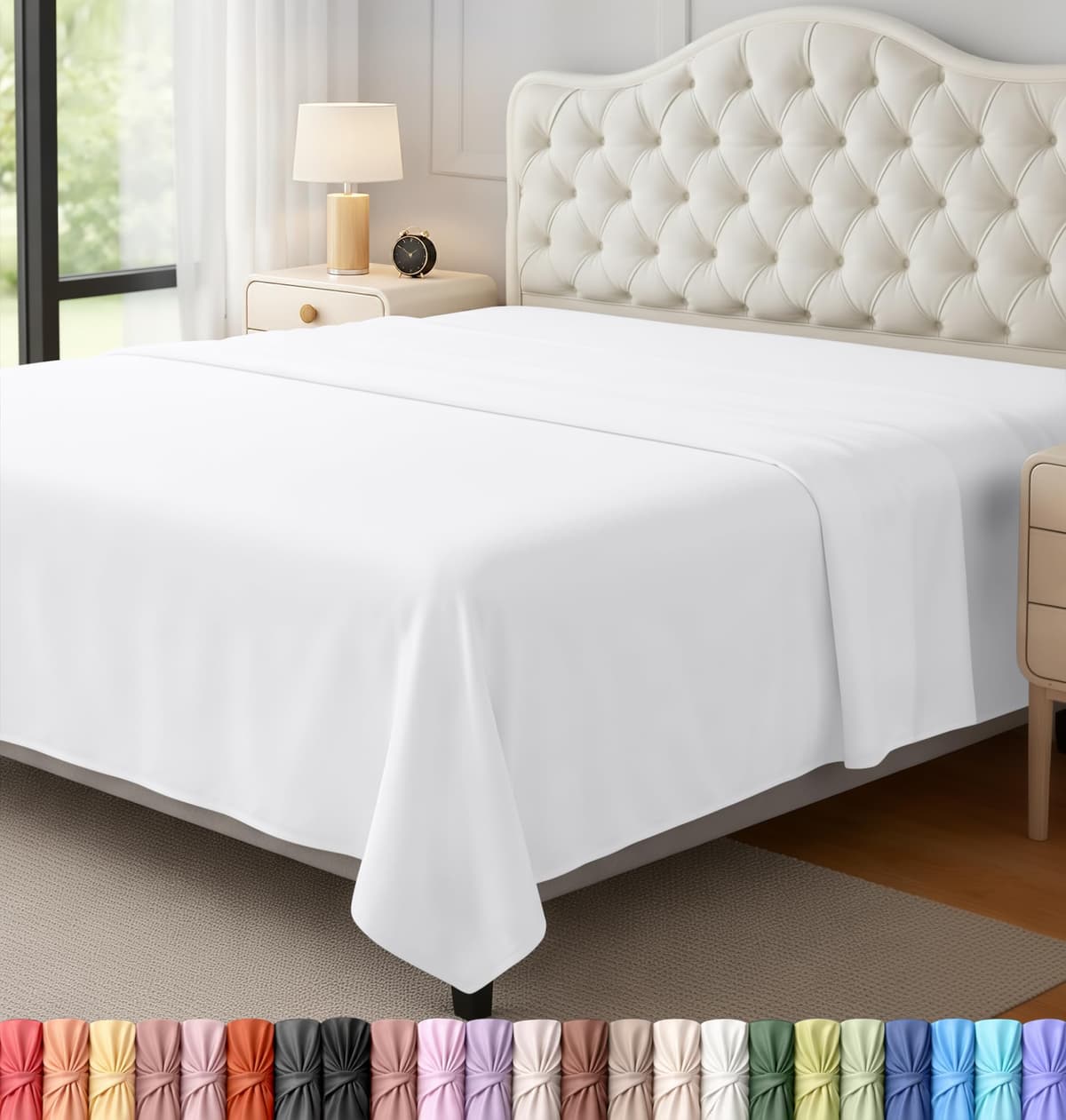 Utopia Bedding - Flat Sheet Double - Easy Care Soft Brushed Polyester - Microfiber Fabric - Wrinkle, Shrinkage, and Fade Resistant - White — view 29