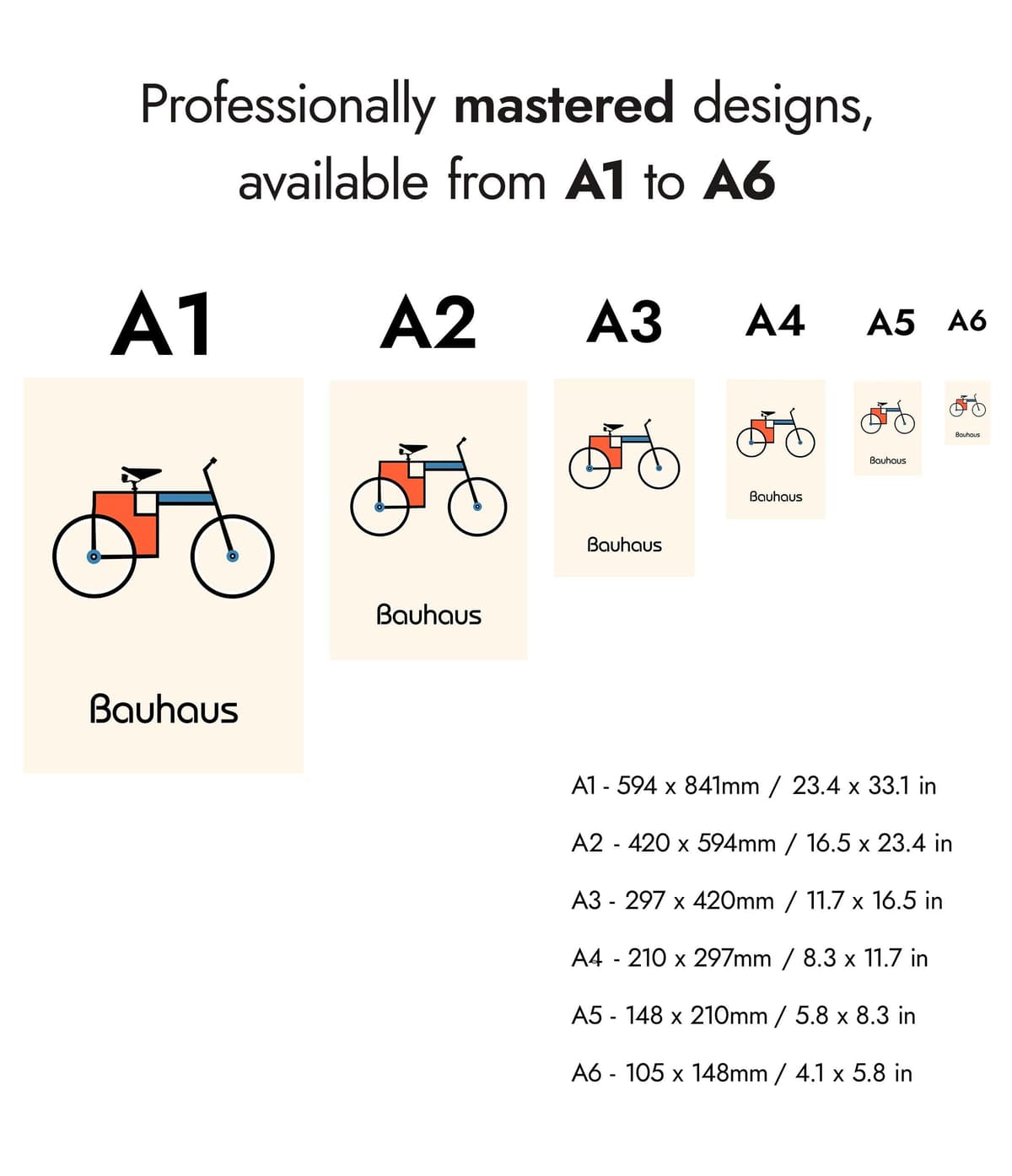 Bicycle Bauhaus Poster, Bauhaus Print, Framed Abstract Art, Mid-Century Wall Art, Modern Home Decor, Gift Idea, Archival Matte, A5 (Print Only) - 21x14.8cm — view 5