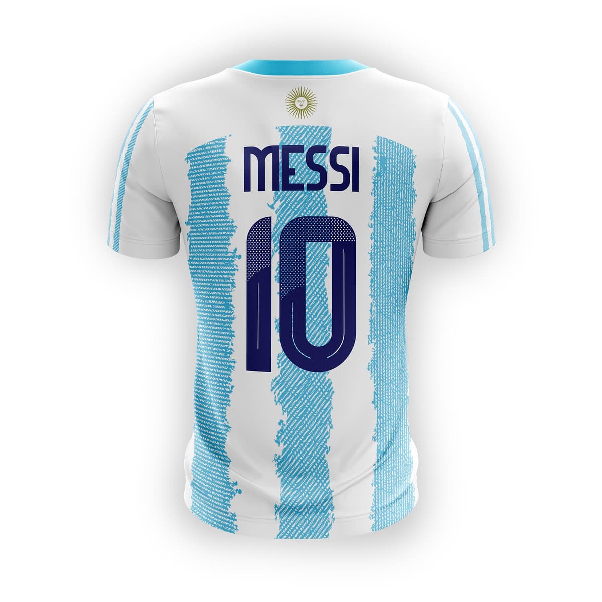 Lionel Messi & Argentina. Camiseta Deportiva, de fútbol. Estilo Deportivo. Unisex. 100% Interlock. Diseño de fantasía. Somos Sportivo Maglietta. CAM0092. — view 3
