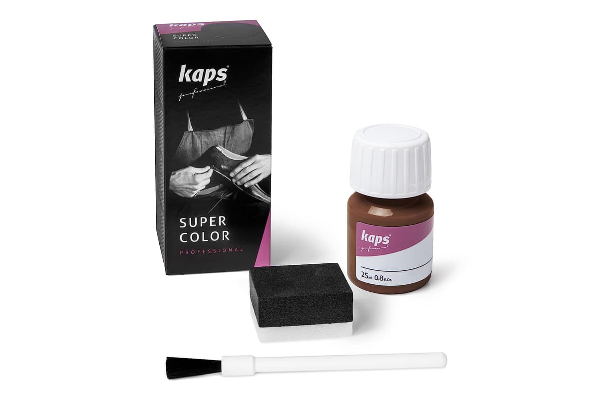 Tinte para Zapatos y Bolsos de Cuero y Textil con Esponja y Brocha, Kaps Super Color, 70 Colores (117 - azul marino) — view 80