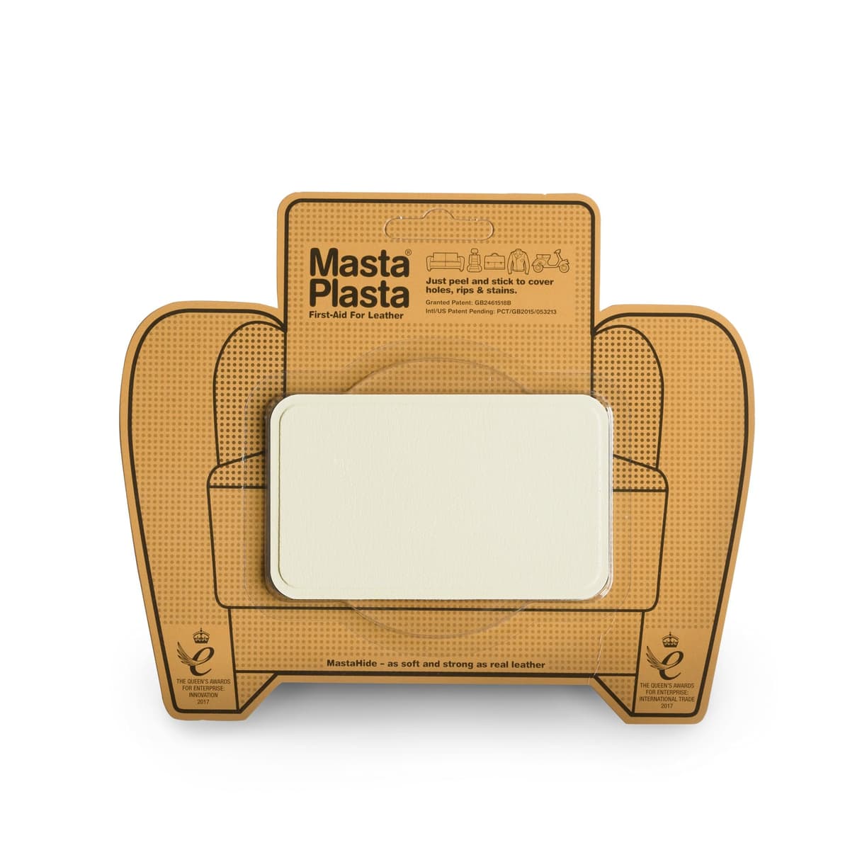 MastaPlasta Parche Autoadhesivo PREMIUM para Reparación Instantánea de Cuero y Otros Tejidos. MARFIL. 10cm x 6cm. Primeros Auxilios para sofás, Asientos de Coche, Bolsos, Chaquetas