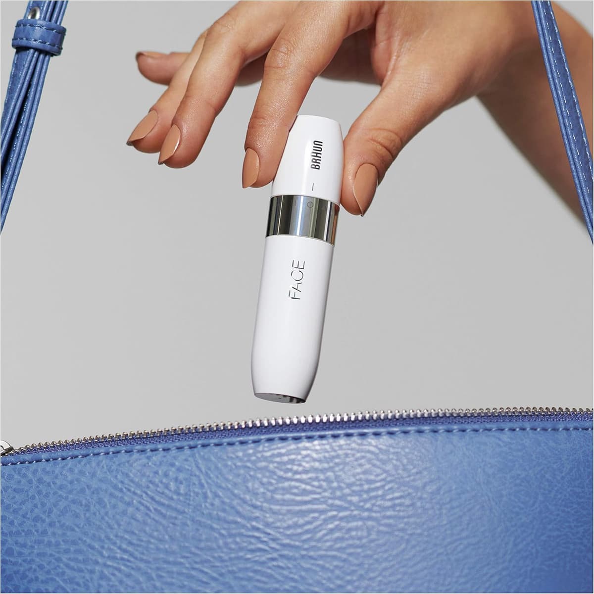 Braun Face Mini Hair Remover FS1000, Electric Facial Hair Removal for Women, Lady Shaver,Finishing Touch for Upper Lips, Chin & Cheeks, for Easier Makeup Application, with Smartlight, White — view 3