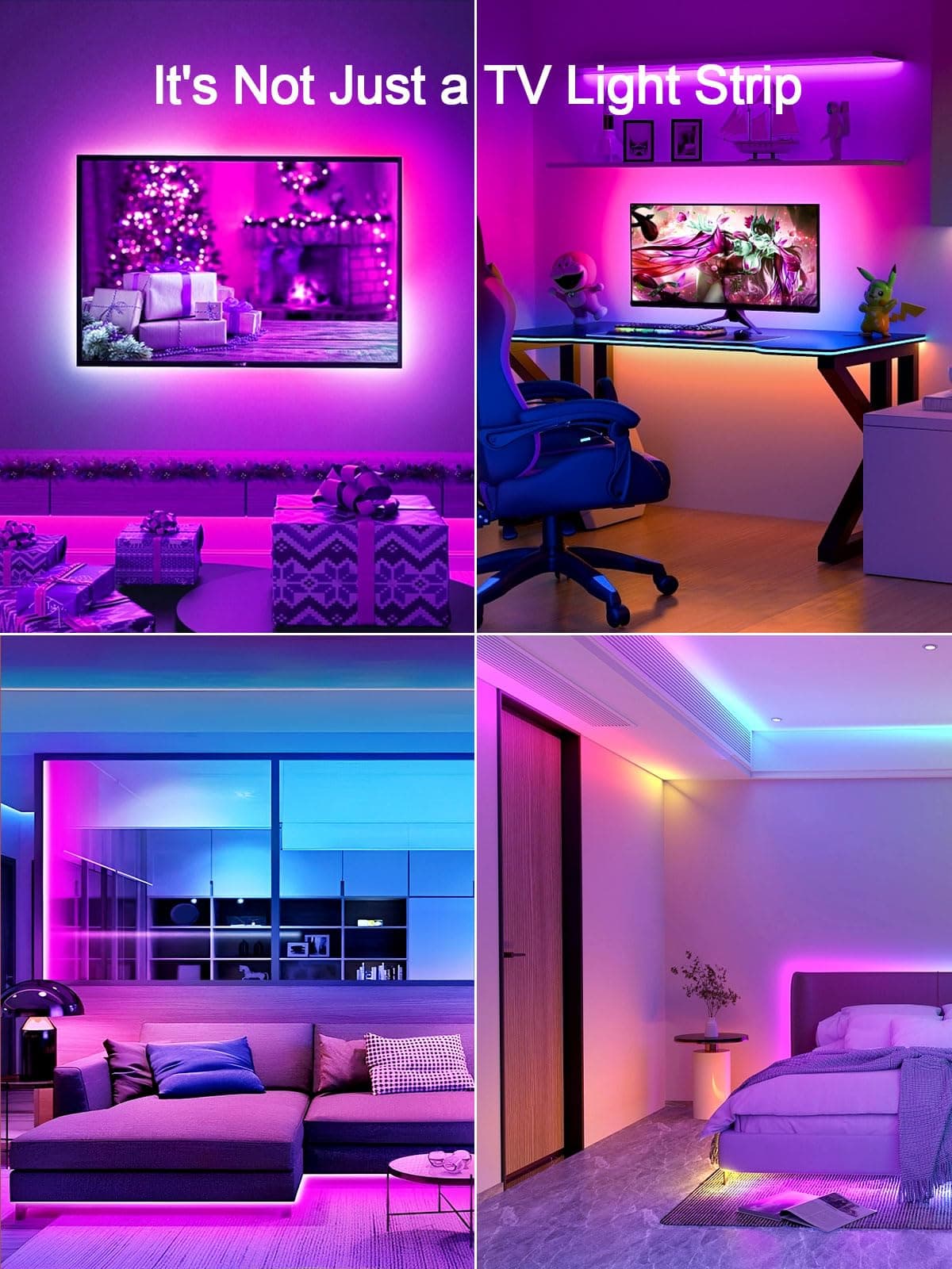 KANTUTOE TV Lights, 4m RGB LED Strip Lights for 32-55 Inch TV, Music Sync Bluetooth APP and Remote Control, USB Powered for Gaming/Bedroom — view 6