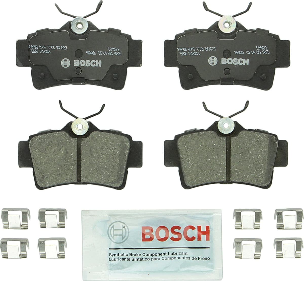 Bosch BC914 QuietCast Premium Ceramic Disc Brake Pad Set For: Acura ILX; Honda Accord, Civic, CR-V, Element, Fit, Front — view 247