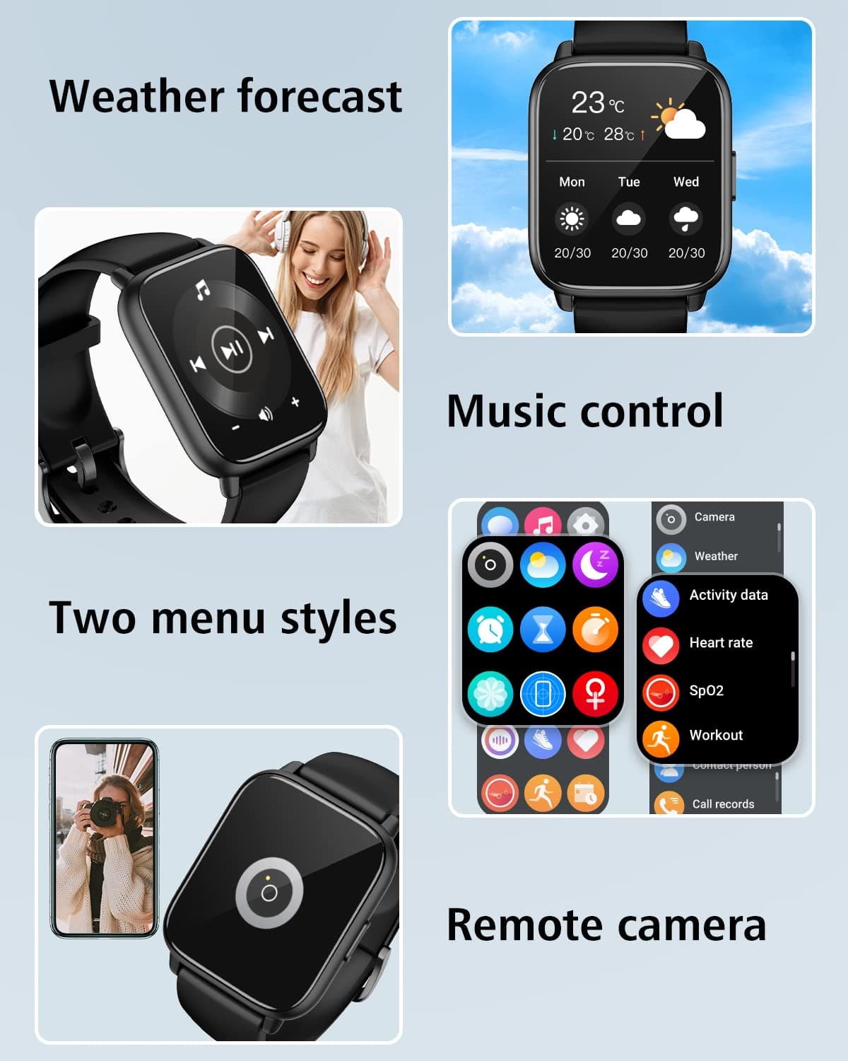 RUIMEN Smart Watch Answer Dial Call,Smart Watches for Women Men HD Touch Screen Fitness watch with SpO2-Monitor Heart Rate Sleep Monitor Pedometer Watch Multi Sports Mode for Android iOS — view 5