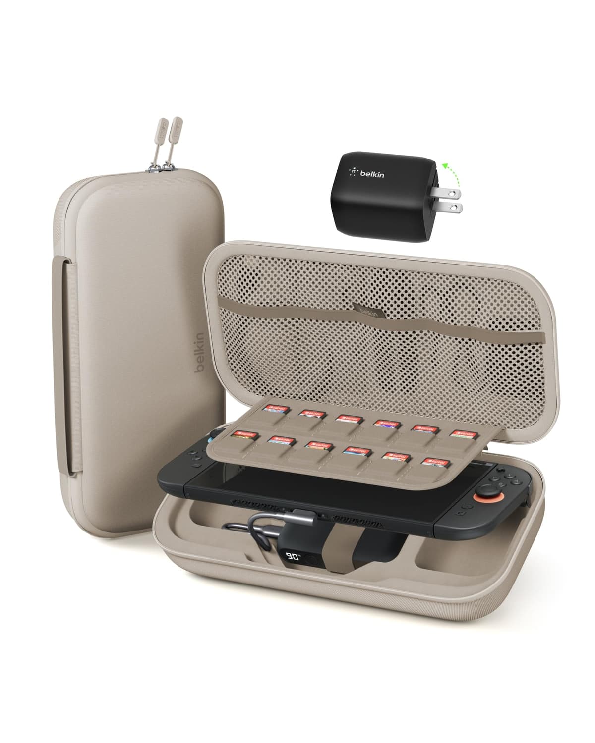 Belkin Gaming Charger Case (Charcoal) w/ 10,000mAh Power Bank + Anti-Reflective TemperedGlass Screen Protector Bundle for Nintendo Switch 2 - Travel Essentials w/AirTag Holder, Game Storage & More — view 12