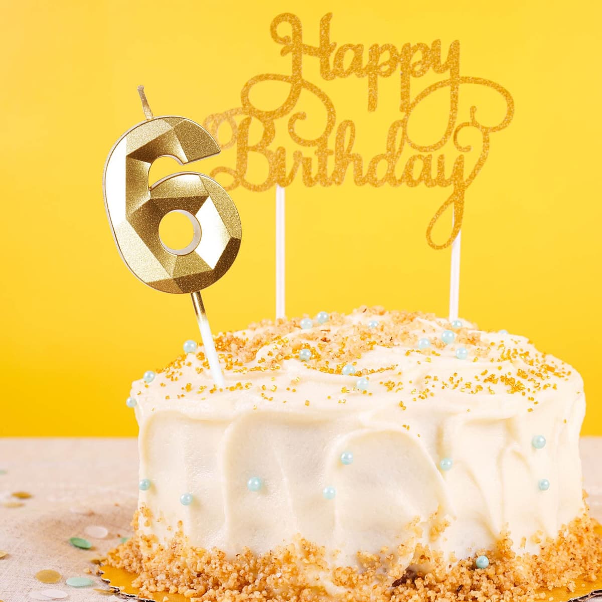 Yiran 50th Birthday Candles, Gold Number 50 Happy Birthday Candles, Cake Topper Decorations for Birthday Party, Wedding Anniversary Celebration Supply — view 7