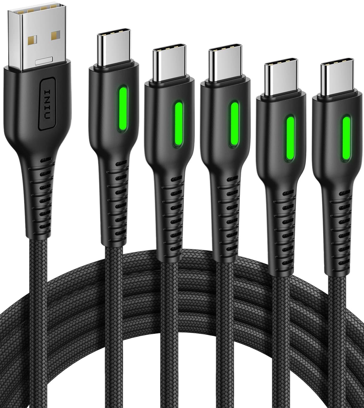 INIU USB A to USB C Cable, [3 Pack] QC 3.0 Fast Charging Type C Cable, [1.6+6.6+6.6ft] Nylon Braided USBC Phone Data Cord for iPhone 17 16 15 Pro Max, Samsung Galaxy S25 S24 S23 Ultra, Pixel 10 etc. — view 11