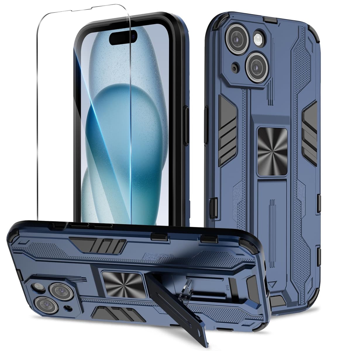 Funda para CMF Phone 2 Pro, Carcasa Antigolpes con Soporte anular metálico, Case Protectora de Grado Militar, Negro — view 1562