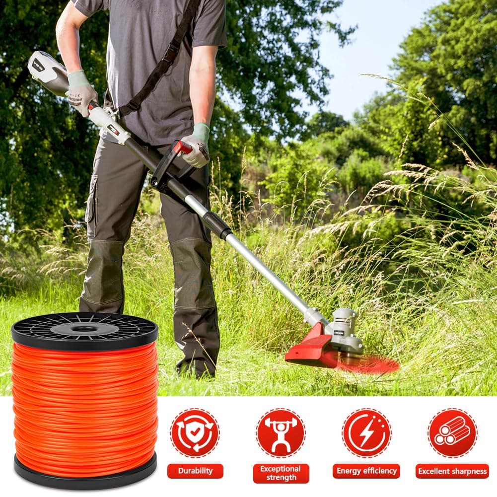 Hilo Redondo de Nylon Universal para Desbrozadora y Cortacésped (2.4 mm x 100m), Hilo para Desbrozadora, Hilo de Nylon de Gran Resistencia, Hierba, Maleza, Vegetación y más, Naranja — view 5