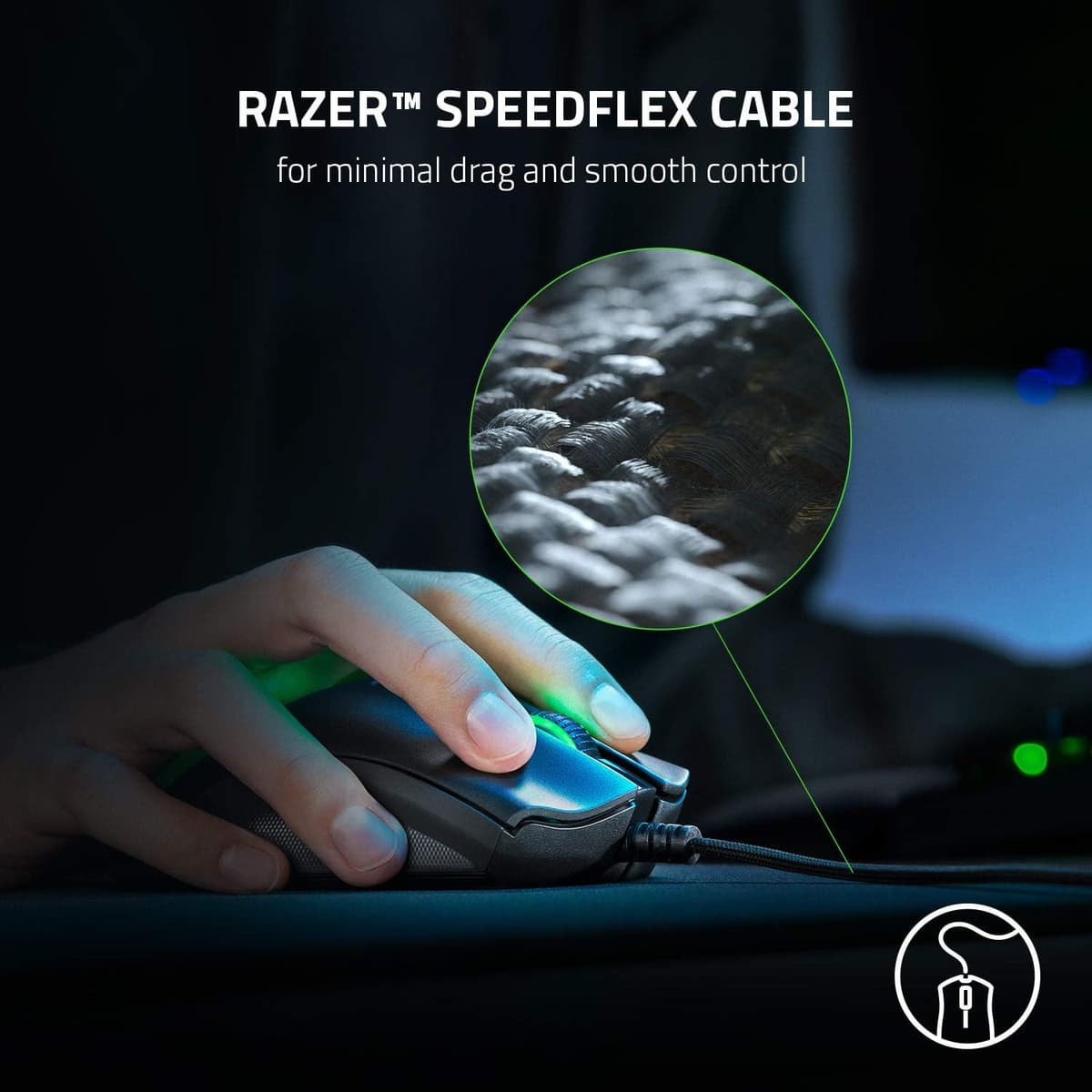 Razer DeathAdder V2 - Ratón para juegos con cable, ergonómico y cómodo, para PC / Mac (interruptores ópticos, sensor óptico F — view 5