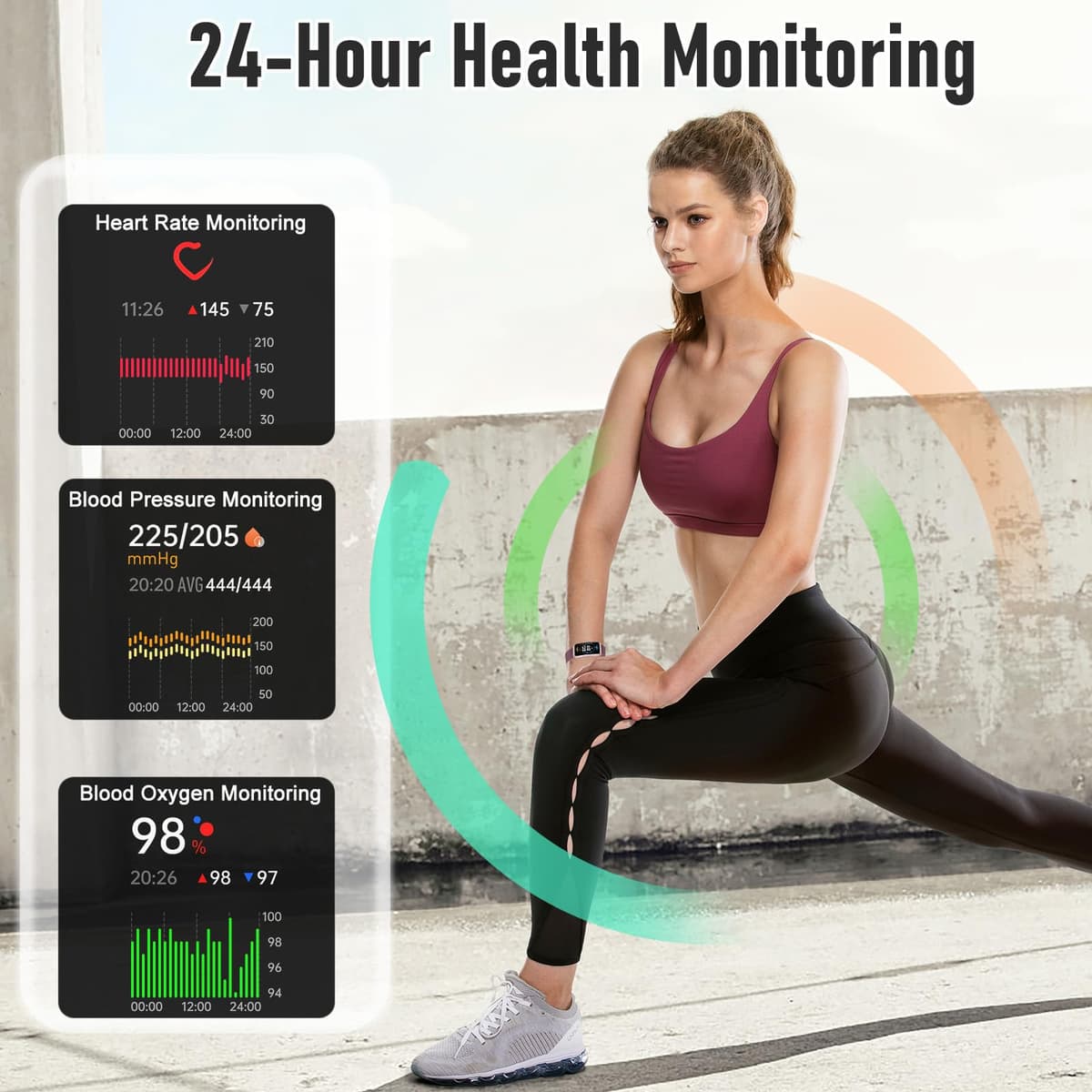 Fitness Tracker with 24/7 Heart Rate, Blood Pressure Blood Oxygen Sleep Monitor,103 Sports Modes Smart Watch IP68 Waterproof Activity Trackers, Step Counter Calories Pedometer for Women Men (Bordeaux) — view 4