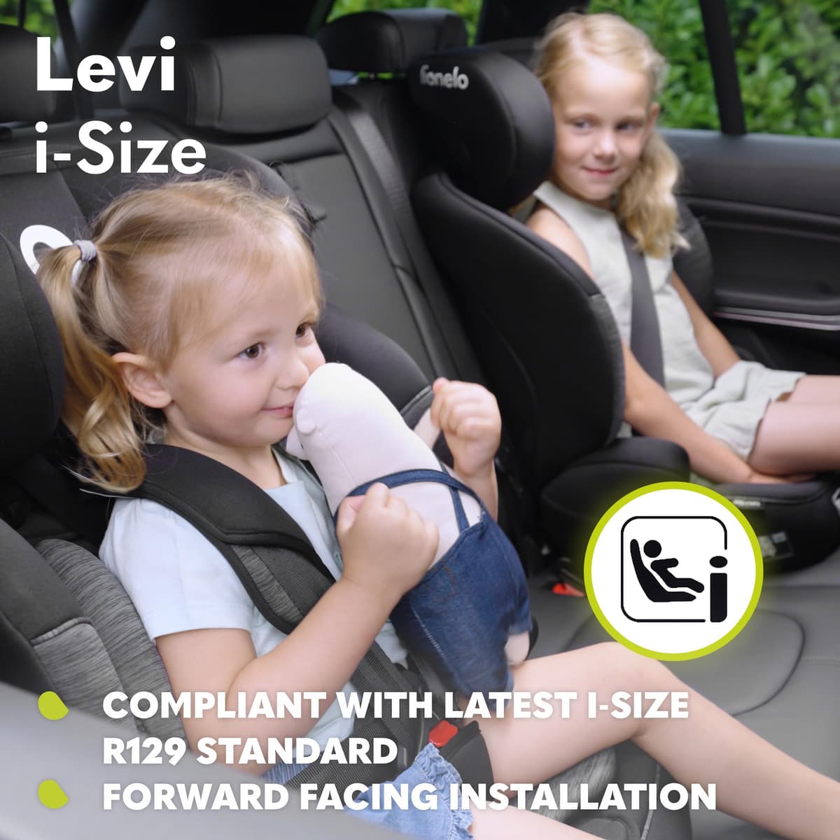 LIONELO Car Seat LEVI I-Size for baby 9-36 kg, Grows with Your Child from Infant to 12 Years Old, ‎10-Level headrest, Enhanced Side Protection, Armrests, Easy Install & Wash, Insert DriSeat, Certified — view 5