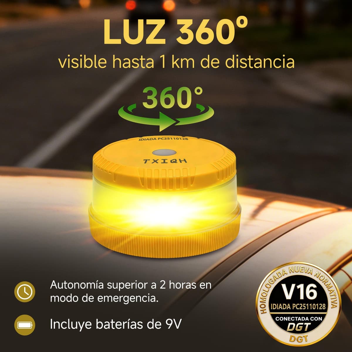 Baliza v16 homologada dgt con Geolocalización y Conexión DGT 3.0, MOD100 PLUS LED de Alta Intensidad 360°, Protección IP54 Antilluvia y Polvo, Servicio de Comunicación Gratuito hasta 2042 — view 6