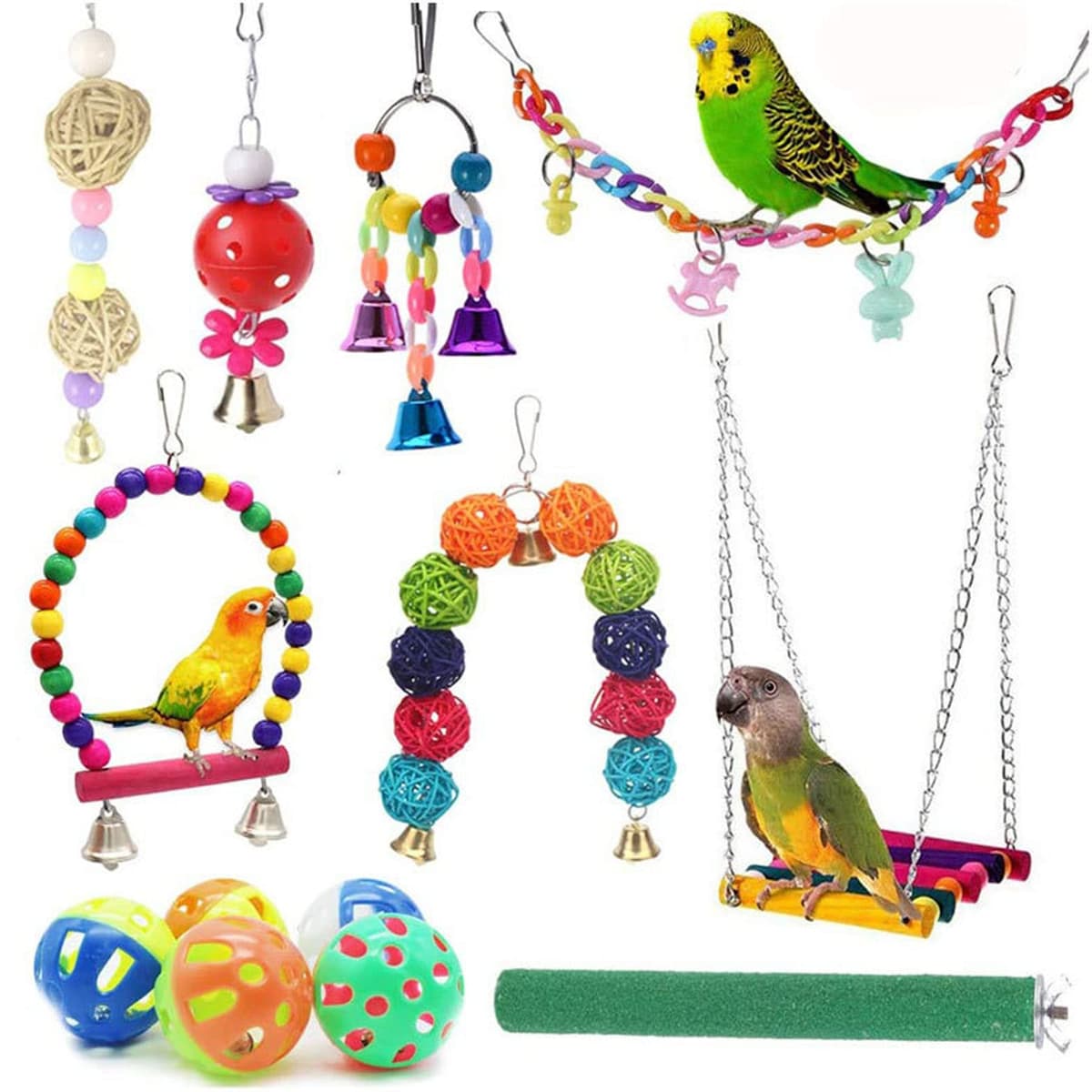 Aircris Allazone 17 Juguetes para pájaros, Juguetes de mascar para pájaros, Juguete para Colgar para Loro, Juguete de Entrenamiento de pájaro para Loro, calopsita, conuras, Independientes, pinzones — view 6