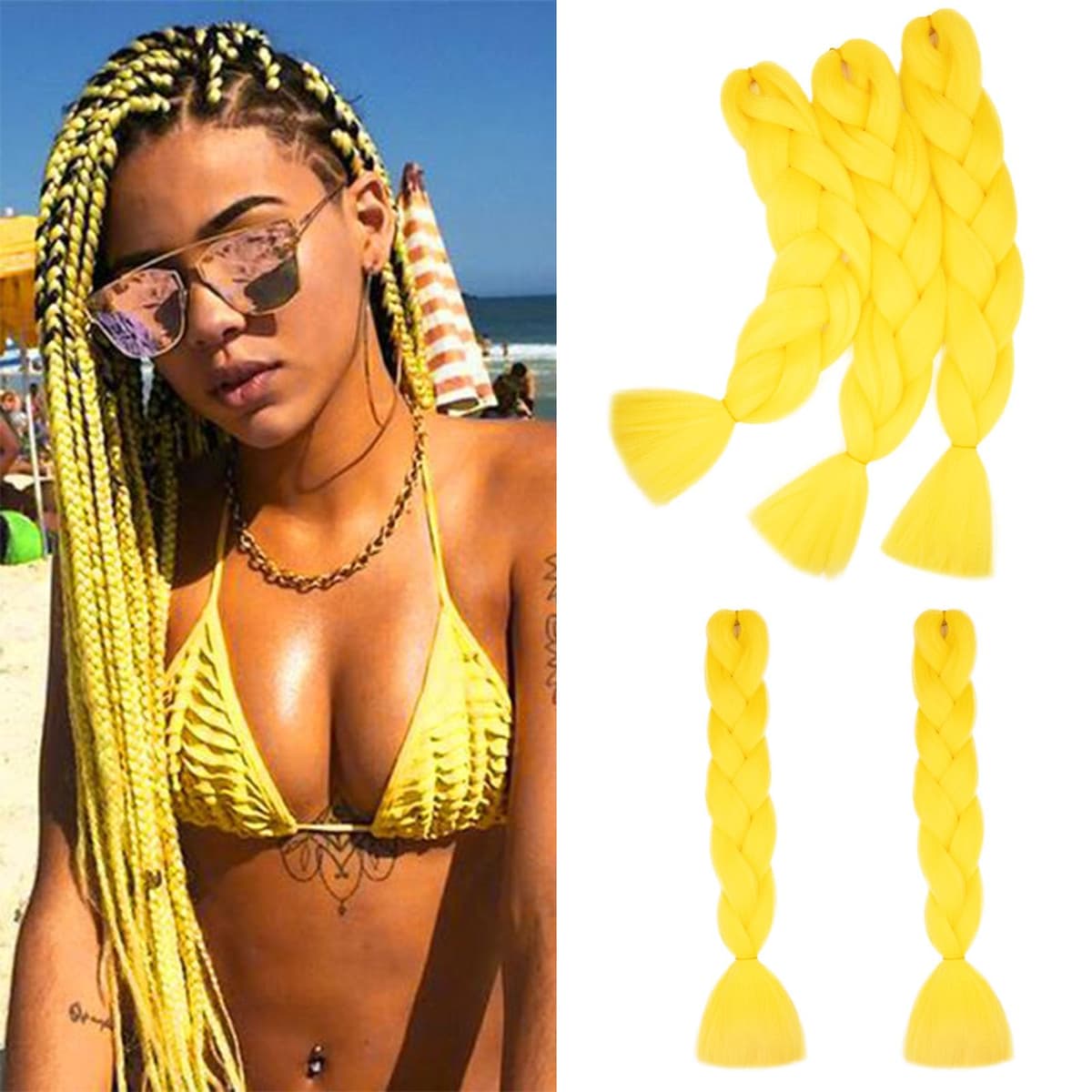60cm Extensiones de Pelo Trenzas Africanas Castaño Oscuro Extensiones para Trenzas Africanas 1 pcs 100g Kanekalon Pelo para Trenzas Africanas Sintetico Extensiones de Trenzado Cabello Braiding — view 62