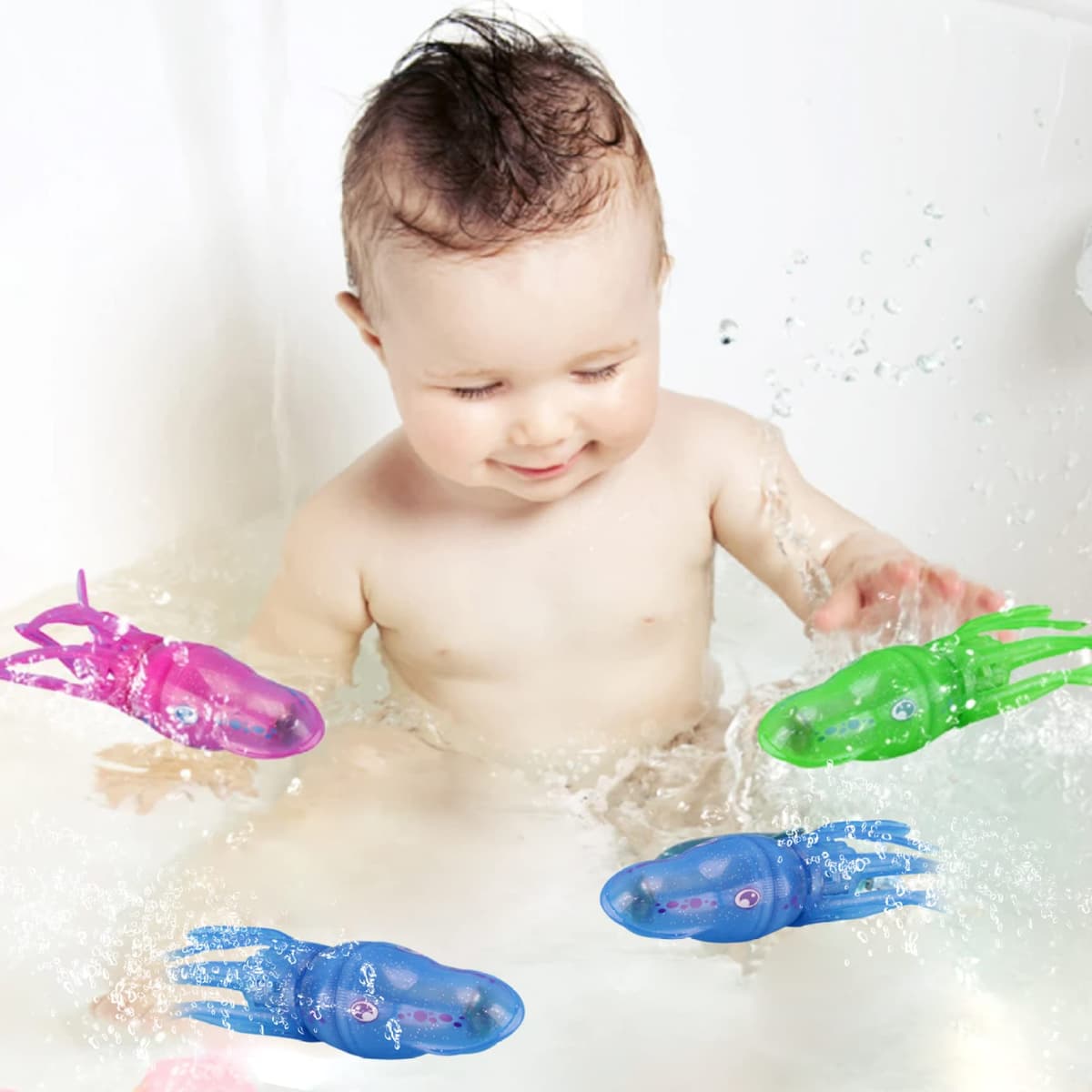 Kids Diving Bath Toy, Electric Octopus Squid Swimming Pool Water Play Toy for Children, Red — view 4