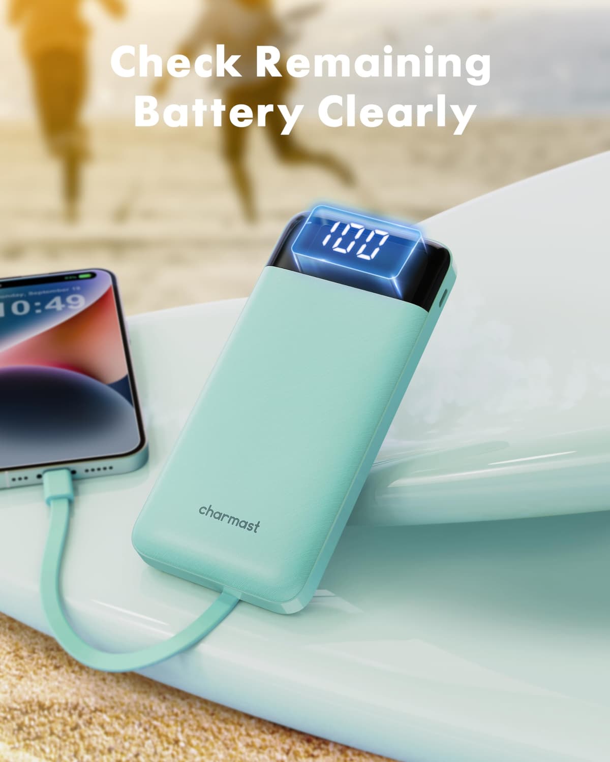 Charmast Power Bank with Built in Cables X 4, 10000mAh USB C Battery pack 6 Outputs 3 Inputs with LED Display Type C Powerbank Portable Charger Compatible with Smartphones Tablets and More — view 7