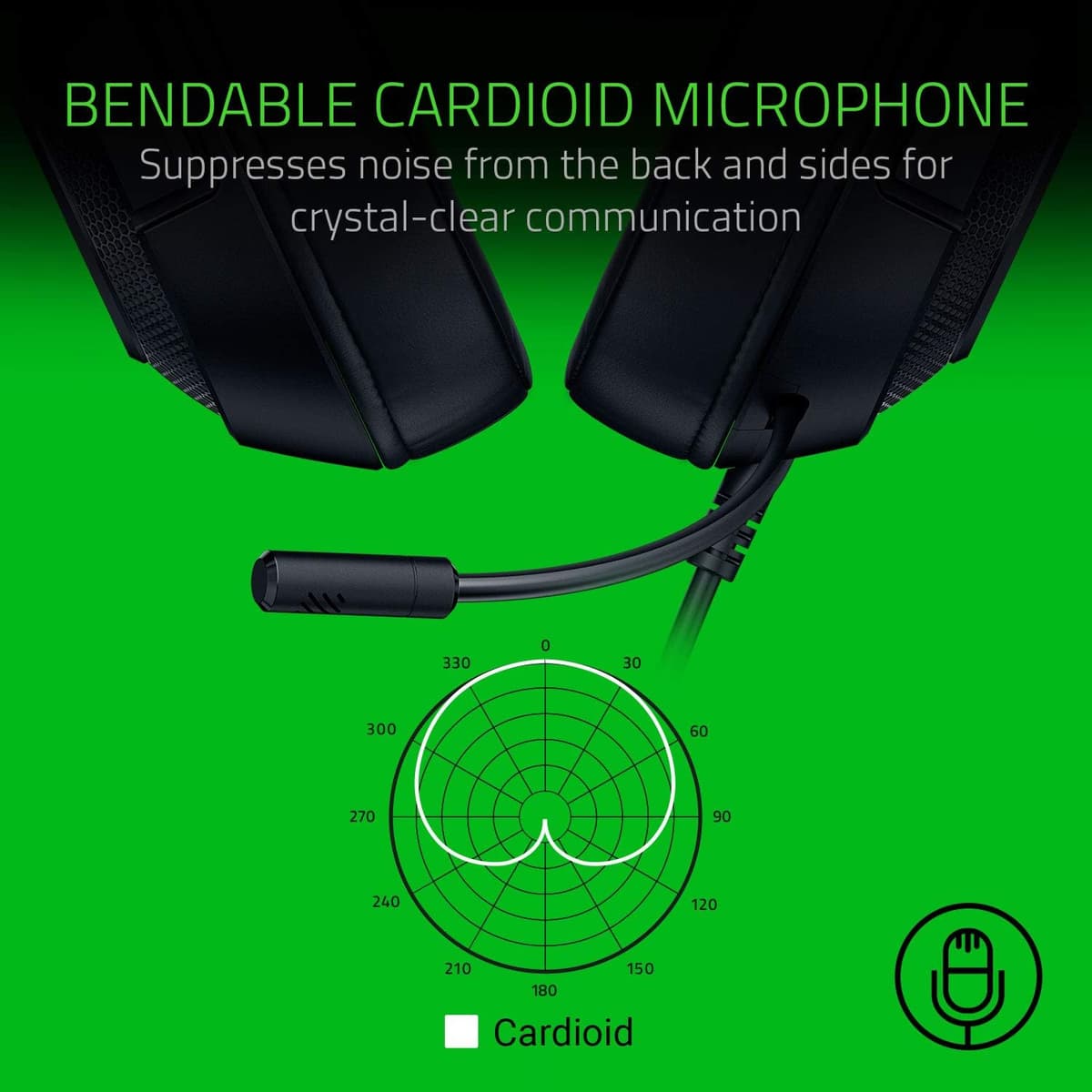 Razer Kraken X Lite - Wired Ultralight PC Gaming Headset - Surround Sound bendable cardioid microphone (230g light, 3.5 jack for PS4, PS5, Switch, Xbox One, Xbox Series X|S) Black — view 3