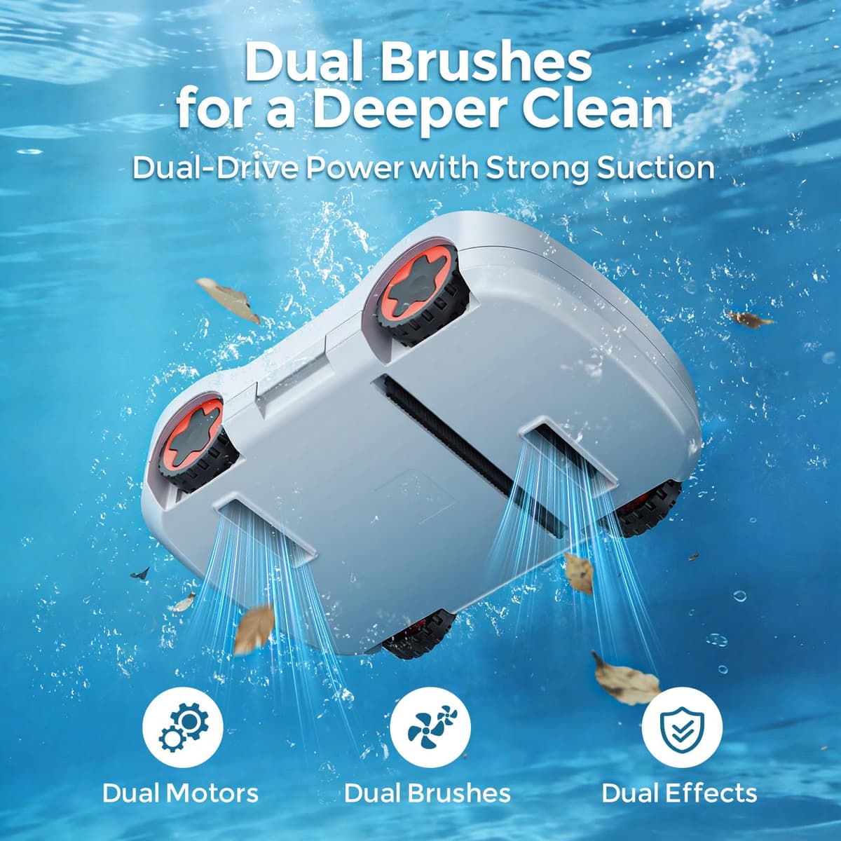 OUCAXIA C5 Cordless Robotic Pool Cleaner with 180-Min Runtime, 2.7L Large Filter Basket & Self Parking, Pool Vacuum for Above-Ground Flat Pools up to 2200 Sq.Ft (Whiteblack) — view 5