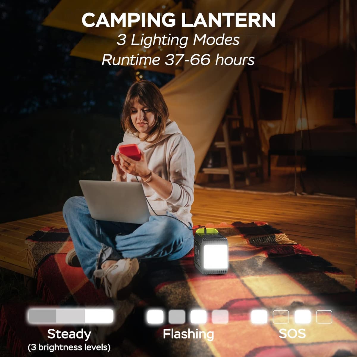 MARBERO Portable Power Station 24,000mAh Solar Generator with AC Plug Socket 120W Peak 88.8Wh Fast Charging Power Bank for Home Backup Outage Emergency Outdoor Adventure Picnic Travel RV — view 5