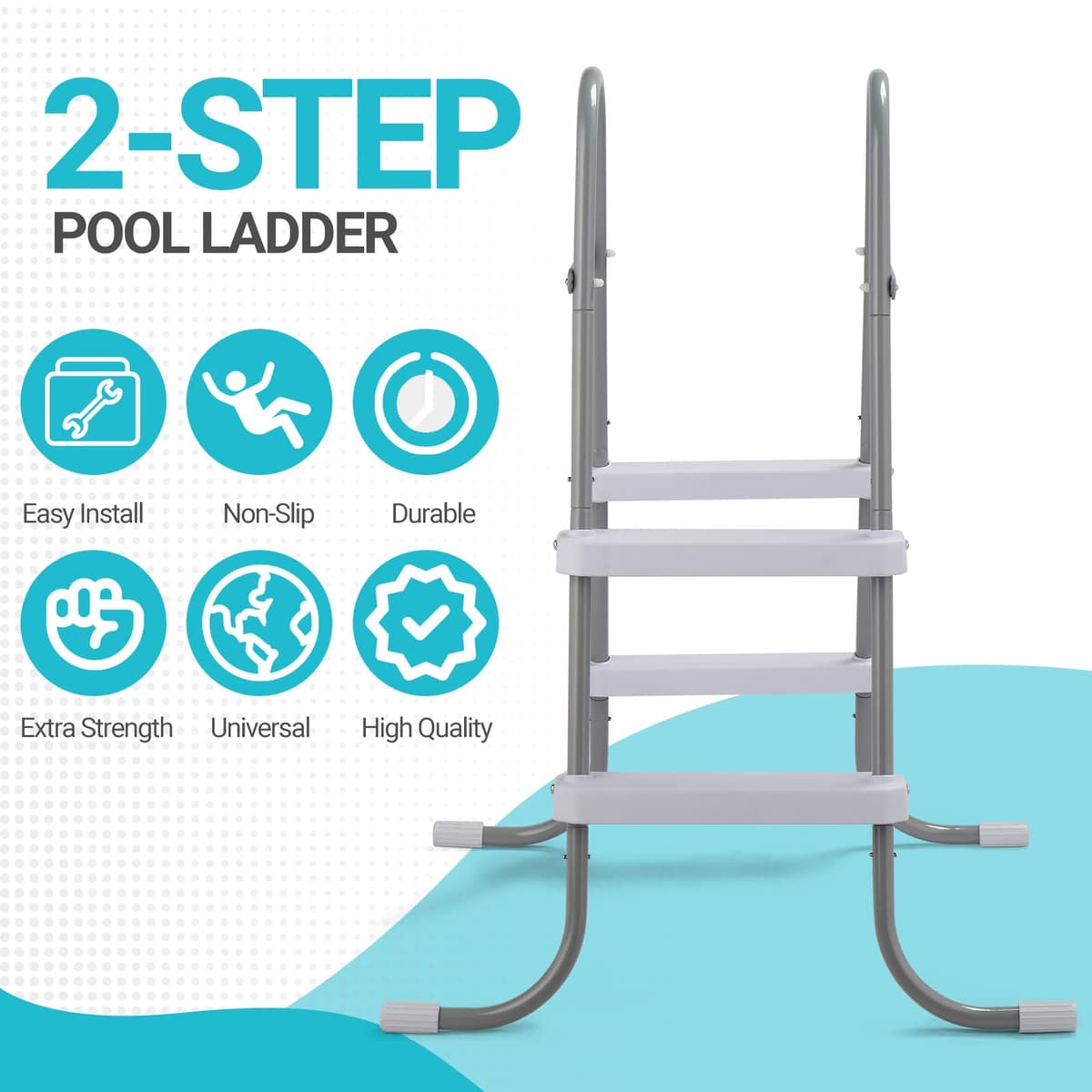 Bonnlo Swimming Pool Ladder, Ladder Steps for Above Ground Pools, 84cm/33 Inch Height, Non-Slip Metal Frame — view 4